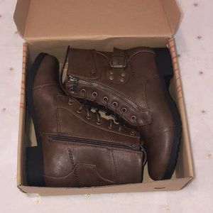 Combat Military Brown Ankle Boots